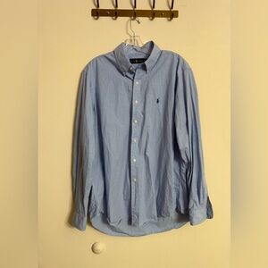 Ralph Lauren Shirt Mens XL Blue White Gingham Button Down Long Sleeve Classic